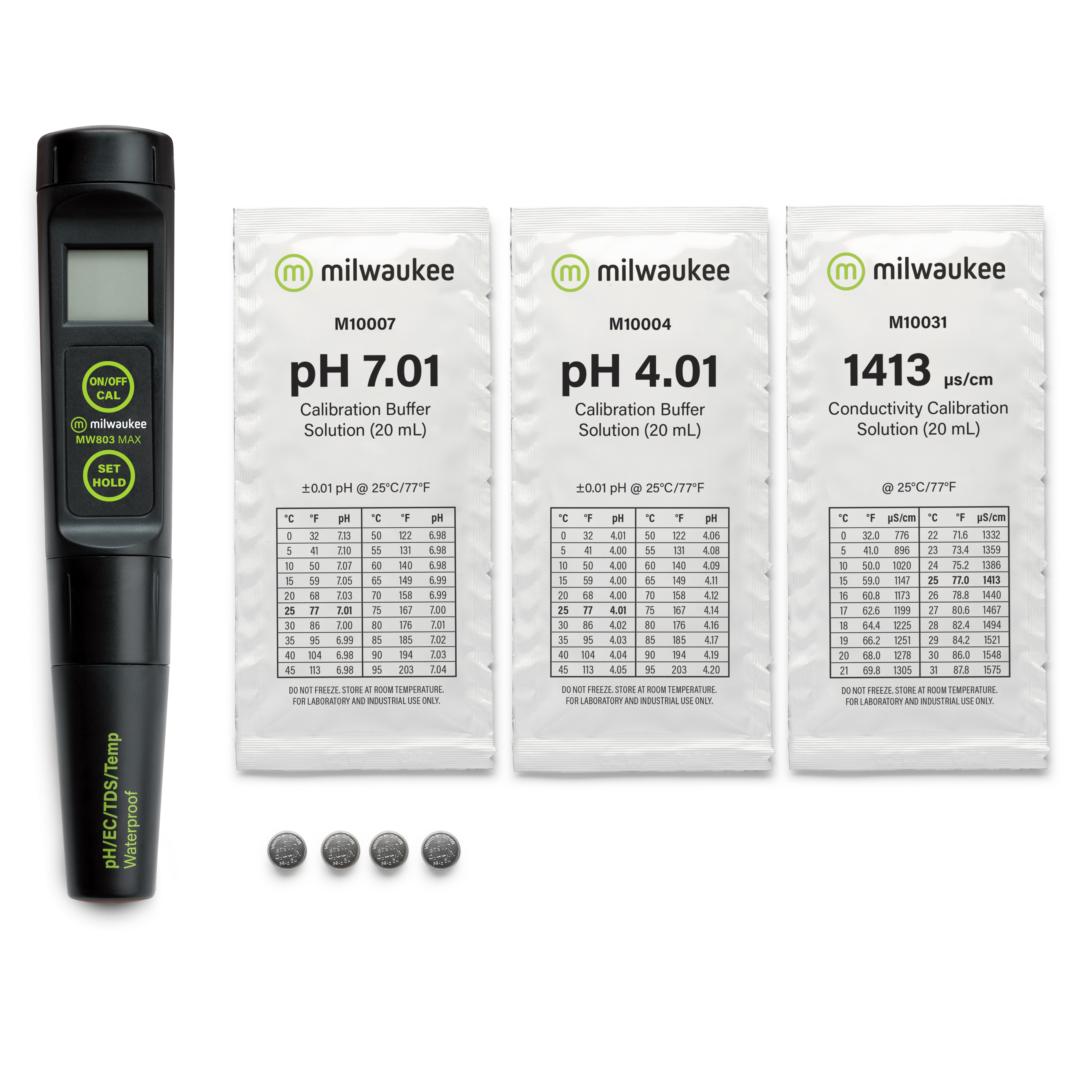 Milwaukee MW803 MAX Waterproof Low Range 4-in-1 pH / EC / TDS/Temp Tester  with Replaceable Probe