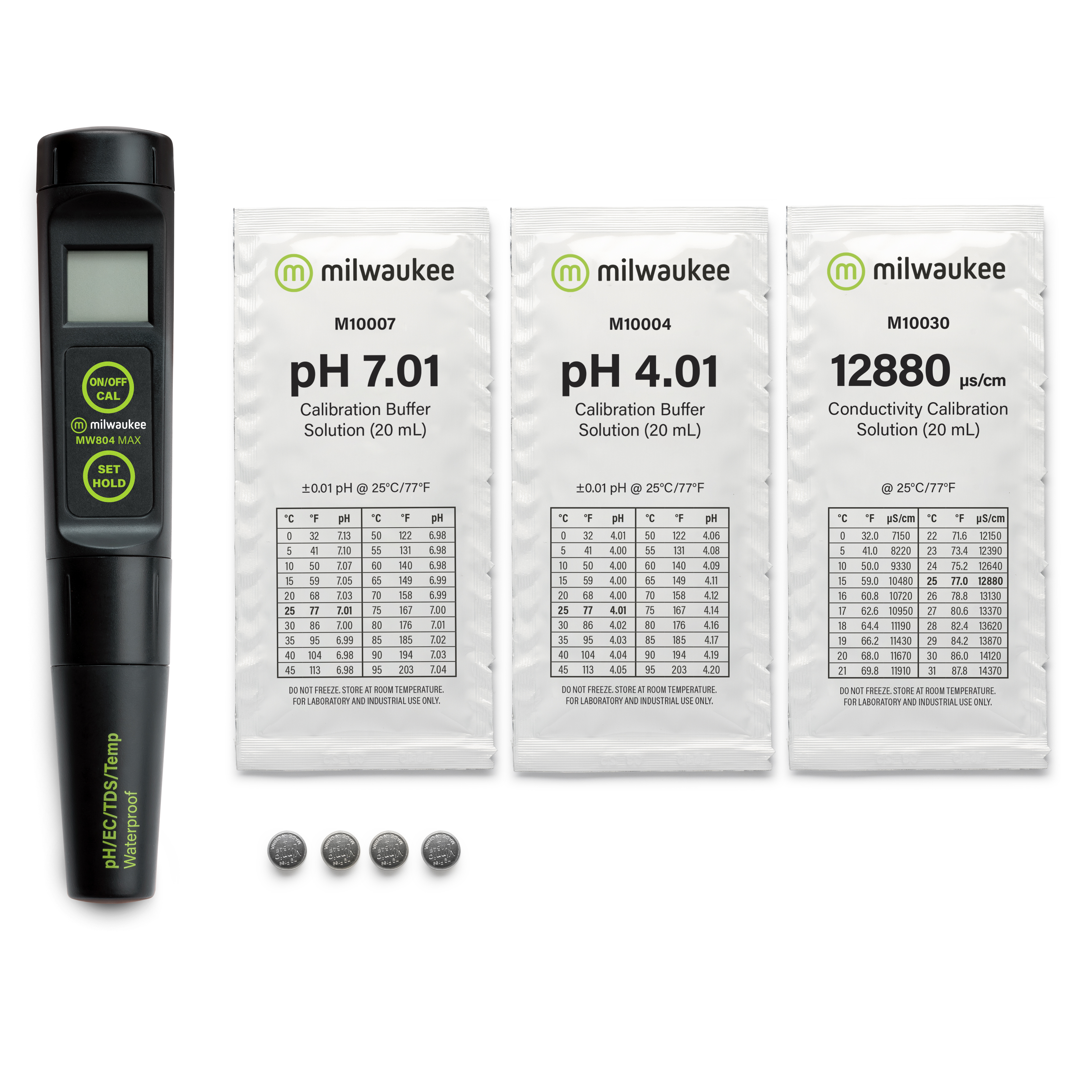 Milwaukee MW804 MAX Waterproof 4-in-1 pH / EC / TDS/Temp Tester 